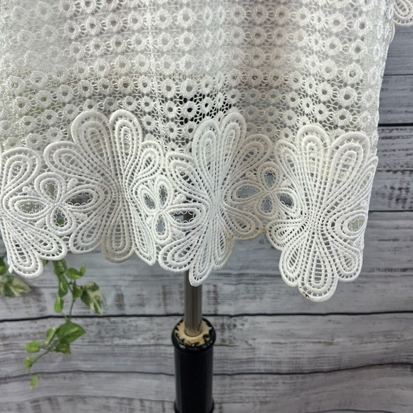 Alfani Tunic Top Beach Swim Cover Up size Medium Ivory Cream Lace Boho Peasant - Picture 9 of 14